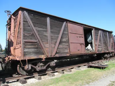 Photo of a Pennsylvania Railroad wooden boxcar from the collection of the NNYCRRM