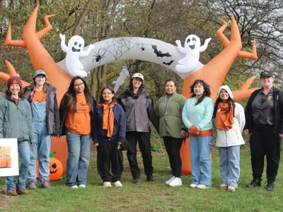 Group photo of volunteers helping at Haunted Walk event