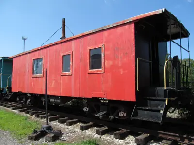 Red wooden caboose from the Minneapolis, Northfield and Southern. On display at the NNYCRRM. 