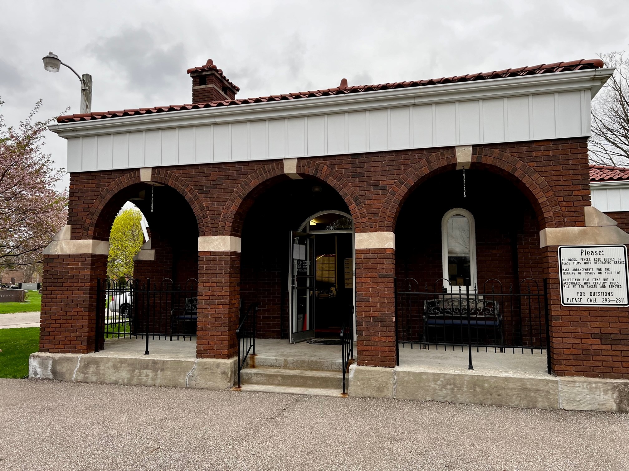 City of Elkhart cemetery office located within Rice Cemetery