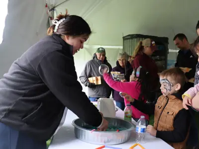 Recycled bubbles activity at Earth Day event