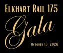 ElkhartRail175 Gala logo. October 16, 2026. 