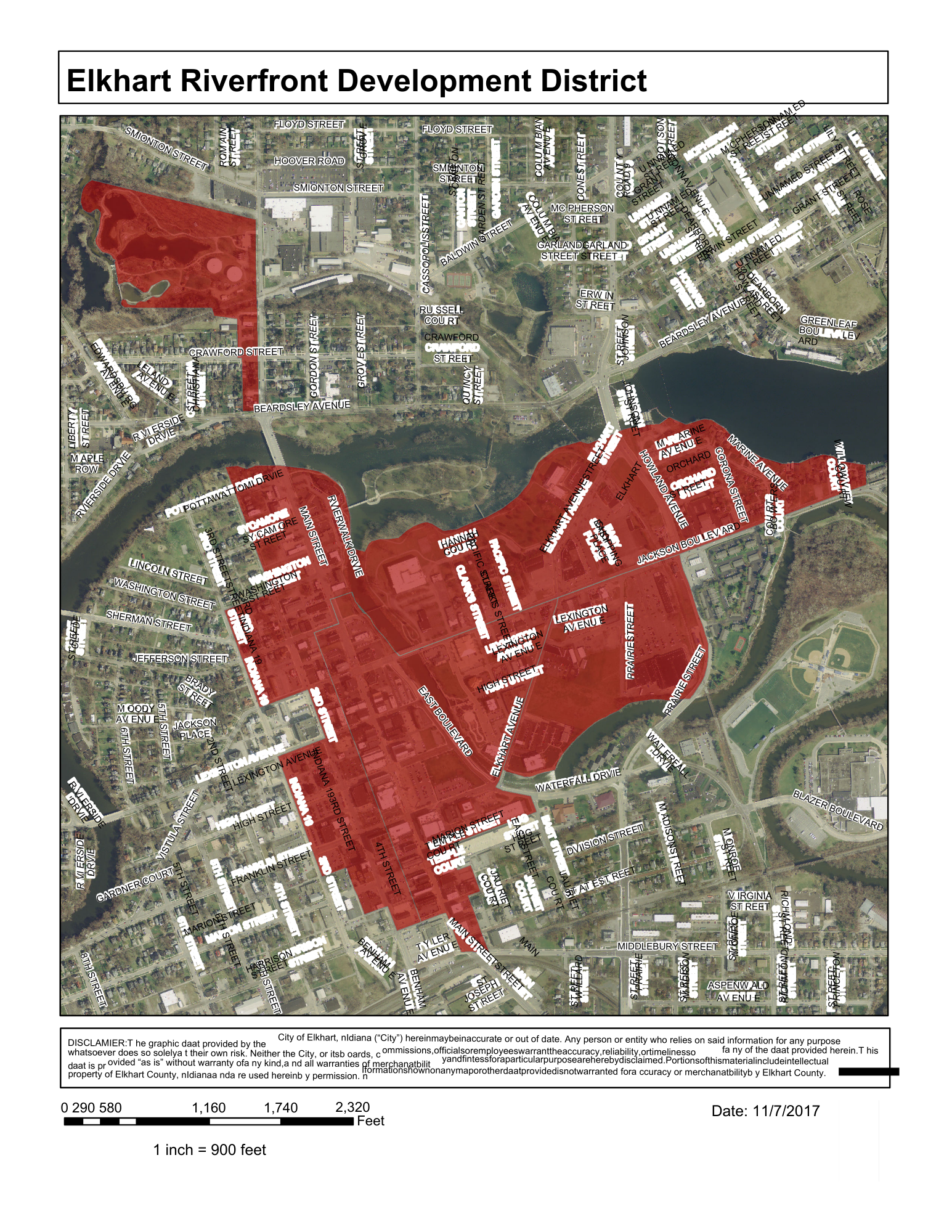 Riverfront Development District Map