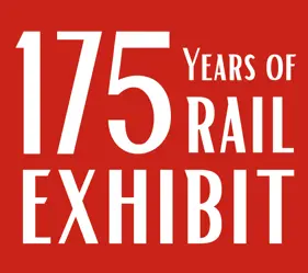 Logo for the 175 Years of Rail Exhibit at the NNYCRRM