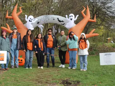 Group photo of volunteers at Haunted Walk event