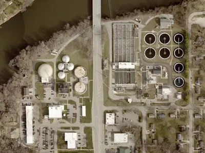 Aerial of City of Elkhart wastewater treatment plant