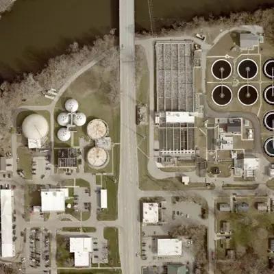 Aerial of City of Elkhart wastewater treatment plant