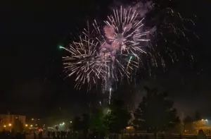 Fireworks lighting up the night sky at the Elkhart Independence Day Celebration