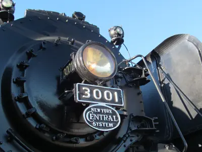 A close-up photo of the #3001 Mohawk steam locomotive